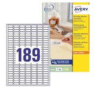 Avery Removable, Printable, Multi Purpose Labels, Multi Surface, 25.4 x 10 mm, White, 189 Labels per Sheet, 4725 Blank Labels per Pack (L4731REV-25)
