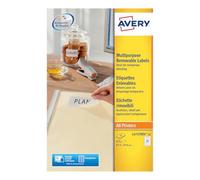 Avery Removable, Printable, Multi Purpose Labels, Multi Surface, 63.5 X 29.6 mm, White, 27 Labels Per Sheet, 675 Blank Labels Per