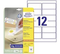 Avery Removable, Printable, Multi Purpose Labels, Multi Surface, 99.1 x 42.3 mm, White, 12 Labels per Sheet, 300 Blank Labels per Pack (L4743REV-25)