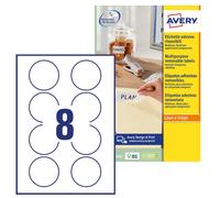 Avery Removable Labels Round 63.5mm Dia 8 Per Sheet Wht (Pack of 200)