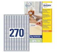 Avery Removeable. No Residue, Printable, Multipurpose Labels, Customisable, 17.8 x 10mm, 270 Labels per Sheet, 6750 Blank Labels per Pack (L4730REV-25)