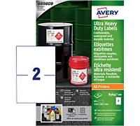 Avery Resistant Labels B3655-20 adhesive A4 White 210 x 148 mm 20 Sheets of 2 Labels