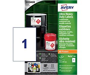 Avery Resistant Labels B4775-20 adhesive A4 White 297 x 210 mm 20 Sheets of 1 Label