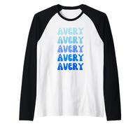 Avery Retro Name Stack Design Raglan Baseball Tee