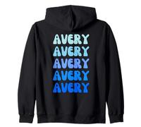 Avery Retro Name Stack Design Zip Hoodie