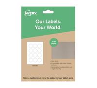 Avery Round Recycled Kraft Paper Labels- A4 Printable Sticker Sheets, Customisable Label Sizes, Personalised Stickers for Product Packaging, Candle Jars, Crafts, Mailing, Small Business Use