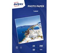 Avery Satin Photo Paper, Laser Printer, Instant Dry, 200g/m², White, 50 Sheets, A4 - C2898-50X