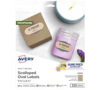 Avery Scallop Oval Labels for Laser & Inkjet Printers, 2-1/4" x 1-1/8", 525 Kraft Brown Labels (22855)