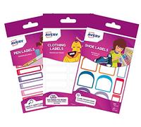 Avery School Name Labels, Value Pack, 36 x Clothing Labels (Non Iron) 24 x Resistant Shoe Labels, 30 x Stationary & Pen Labels,School Bundle 2