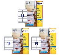 Avery Self Adhesive Address Mailing Labels, Inkjet Printers, 14 Labels per A4 Sheet, 140 Labels, Quickdry (J8163), White (Pack of 3)