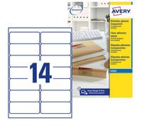 Avery Self-Adhesive Clear Address Labels For Parcels Envelopes And Crafting 14 Labels Per A4 Sheet -Transparent Stickers