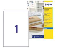 Avery Self Adhesive Clear Parcel Labels, Inkjet Printers, (A4 Sheets of 210 x 297 mm, 1 Label per A4 Sheet, 25 Sheets), 25 labels, QuickDRY (J8567)