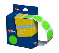 Avery Self Adhesive Dot Labels 24mm 350pcs Flouro Green For Colour Coding System