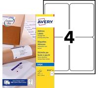 Avery Self Adhesive Labels, Inkjet Printers, 4 labels per A4 sheet, 160 labels, QuickDRY (J8169)
