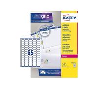 Avery Self Adhesive Mini Organising Return Address Labels, Laser Printers, 65 Labels per A4 sheet, 1625 labels, UltraGrip (L7651), white