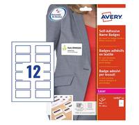 Avery L4782-20 Printable Silk Acetate Name Badges, 75 x 40 mm, White, 240 Self-Adhesive Badges, Laser Printer Compatible, Removable, PVC-Free