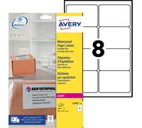 Avery Self Adhesive Waterproof Parcel Mailing Labels, Laser Printers, 8 Labels p