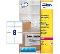 Avery Self Adhesive Weatherproof Parcel Mailing Labels, Laser Printers, 8 Labels