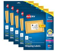 Avery Shipping Address Labels, Laser & Inkjet Printers, 60 Labels, 3-1/3x4 Labels, Permanent, 5 Packs (15264)