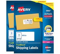 Avery Shipping Labels, TrueBlock Technology, Permanent Adhesive, 2" x 4", Box of 2,500, Case Pack of 2 (5963)