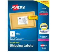 Avery Shipping Labels with TrueBlock Technology for Laser Printers 3-1/3" x 4", Box of 600 (5164)