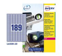 Avery Silver 25.4 x 10 mm Self Adhesive Monochrome Laser Heavy Duty Labels - 189