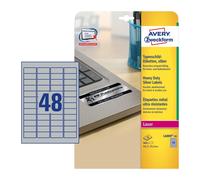 Avery Silver 45.7 x 21.1 mm Self Adhesive Mono Laser Heavy Duty Labels - 48 Per