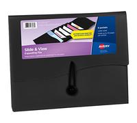 Avery Slide & View Expanding File Folder, 6 Pockets, Letter Size, 1 Black Folder (73542)