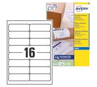 Avery Smudge Free, Printable, Multi Purpose Labels, Quickdry, 99.1 x 33.9 mm, White, 16 Labels per Sheet, 400 Blank Labels per Pack (J8162-25)