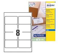 Avery Smudge Free, Printable, Multi Purpose Labels, Quickdry, 99.1 x 67.7 mm, White, 8 Labels per Sheet, 200 Blank Labels per Pack (J8165-25)
