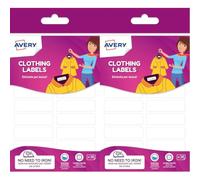 Avery Spain ETVET36-UK. Iron-On Clothing Labels 45x13mm 36 Labels per Envelope (Pack of 2)