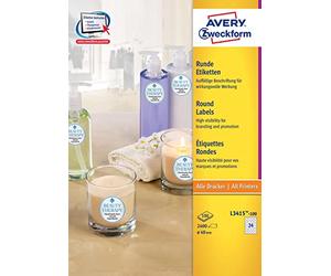 Avery Special Labels Removable Round 24 per Sheet 40mm Diameter White Ref L3415-100 2400 Labels 105601