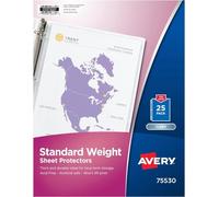 AVERY Standard Weight Sleeve 25/Pkg, Clear, Polished Finish for Clarity, Top Loading, Reinforced Binding Edge, Durable Protection for Recipes, Photos, Reports, Plastic