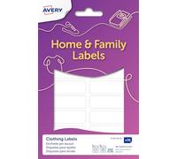 Avery Handwriting Clothing Labels, Stick-On Name Labels, No Ironing or Sewing Needed, 45mm x 13mm, White, 36 Per Pack (ETVET36.UK)