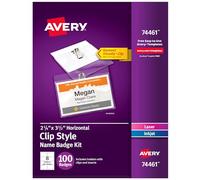 Avery Top-Loading Clip Style Name Badges, 2-1/4" x 3-1/2", Box of 100, Case Pack of 5 (5007771174461)