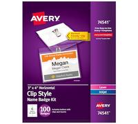 Avery Top-Loading Garment-Friendly Clip-Style Name Badges, 3" x 4", 100 Badges, Case Pack of 5 (5007771174541)