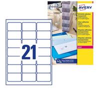 Avery Transparent, Printable, Address Labels, Quickpeel, 63.5 X 38.1 mm, Clear, 21 Labels Per Sheet, 525 Blank Labels Per Pack