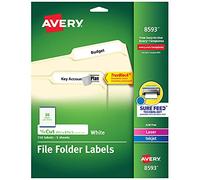Avery TrueBlock File Folder Labels, 2/3” x 3-7/16”, 150 Printable Labels, White, Permanent (8593)