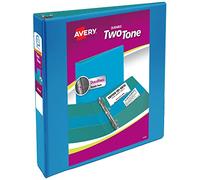 Avery Two-Tone Durable 3 Ring Binder, 1.5 Inch Slant Rings, Blue/Teal View Binder (17292)