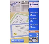 Avery UK C2425 A4 Certificate Paper, Blue Certificate Border, 10 A4 Sheets per Pack