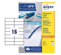 Avery Ultragrip Labels 105x37mm 16 Per Sheet White (Pack of 1600) DPS16-100