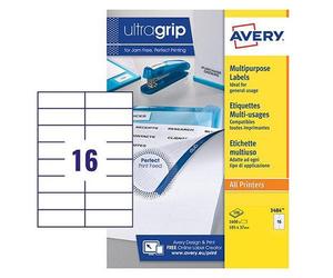 Avery UK Multipurpose Labels Ultragrip 105 x 37 mm White (Pack 100 Labels) - 3484