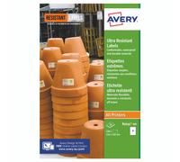 Avery Resistant Labels B3655-20 adhesive A4 White 210 x 148 mm 20 Sheets of 2 Labels