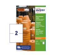 Avery Resistant Labels B3655-20 adhesive A4 White 210 x 148 mm 20 Sheets of 2 Labels