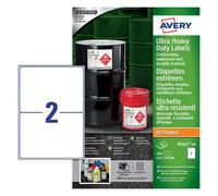 Avery B3655-50 (210 x 148.5mm) Extra Strong Adhesive, Ultra Heavy Duty Industrial Waterproof GHS Labels, 2 Labels Per A4 Sheet