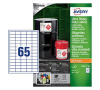 Avery White 38 x 21 mm Self Adhesive Laser & Inkjet Ultra Heavy Duty Labels - 65