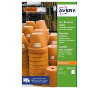 Avery Ultra Resistant Labels, White - Chemical, Abrasion, UV, and Water Resistant - BS5609 Certified, A4 Size, 20 Labels per Sheet