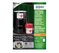Avery Laser, Inkjet Resistant Labels B4775-20 adhesive A4 White 297 x 210 mm 20 Sheets of 1 Labels