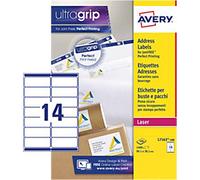 Avery UltraGrip Address Labels L7163-100 Adhesive A4 White 99.1 x 38.1 mm 100 Sheets of 14 Labels