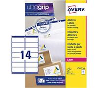 Avery UltraGrip Address Labels L7163-500 Adhesive A4 White 99.1 x 38.1 mm 500 Sheets of 14 Labels